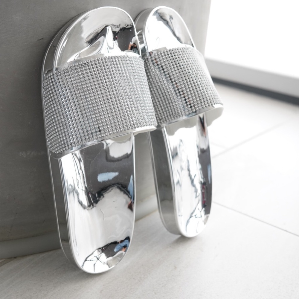 Silver Rhinestone Slides - Picture 4 of 5